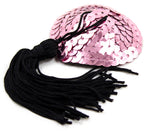 Naughty Toys Pink Heart Burlesque Sequin Nipple Black Tassels - image 2
