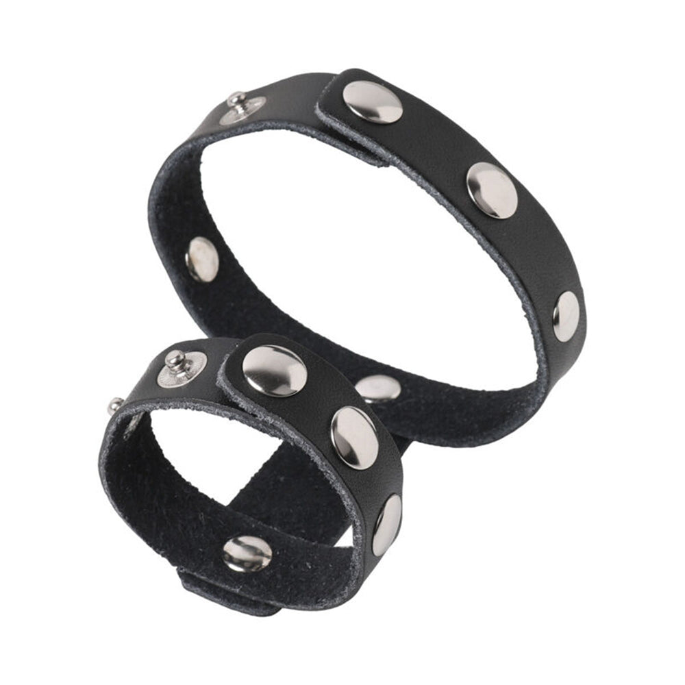NAUGHTY TOYS snap fastener double loop leather cock ring - image 3
