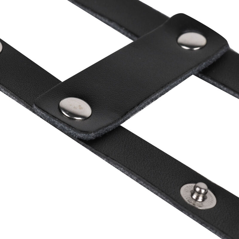 NAUGHTY TOYS snap fastener double loop leather cock ring Δευτερεύουσα εικόνα προϊόντος