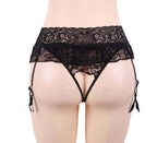 Plus Size Black Lace Garter with Crotchless String - image 6