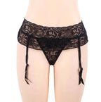 Plus Size Black Lace Garter with Crotchless String - image 5