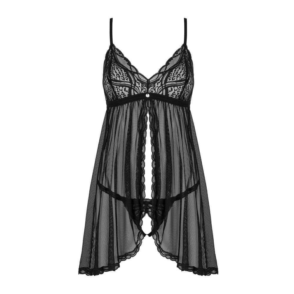 Plus size Obsessive Sedila sensual babydoll and thong black Main image