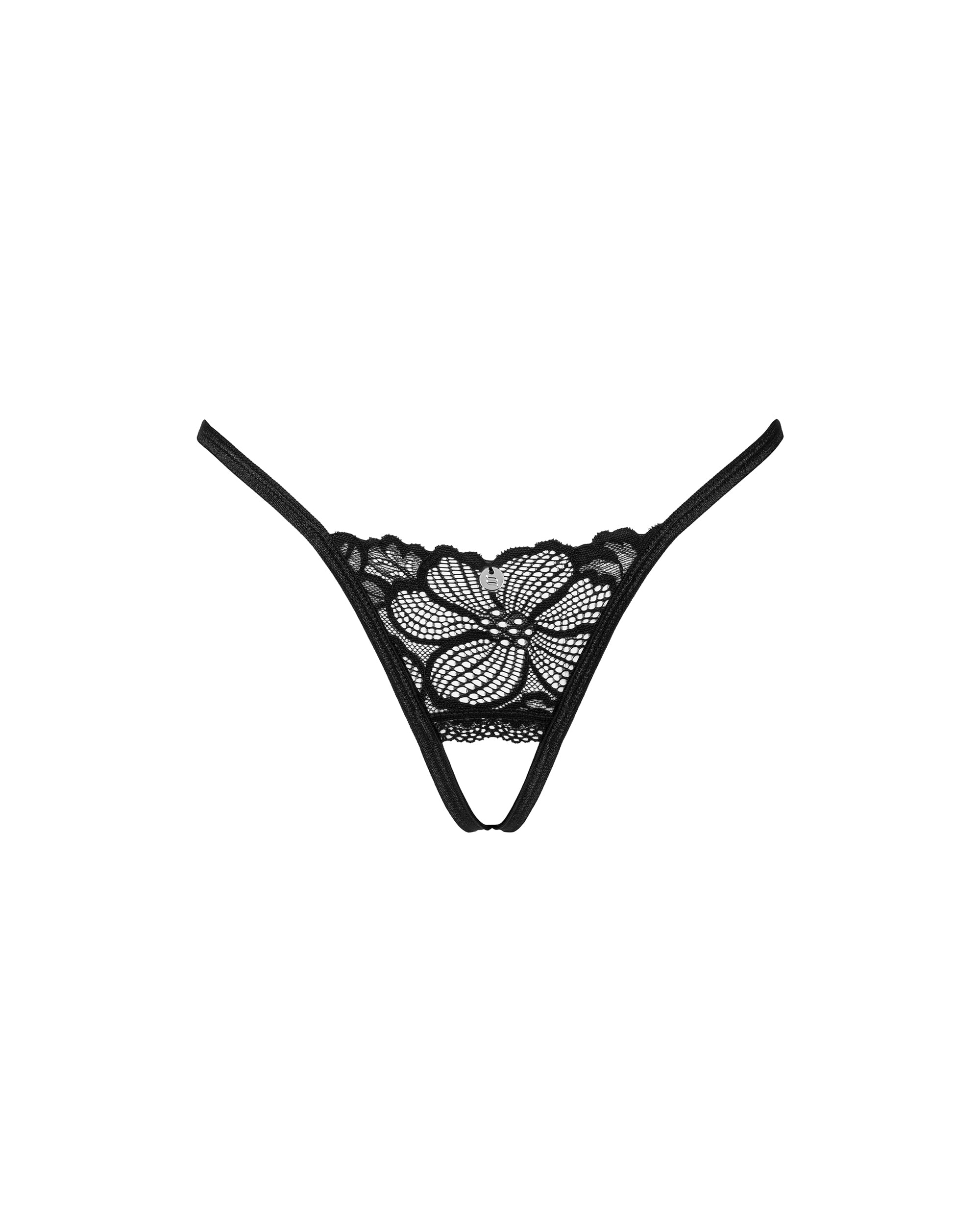 Plus size Obsessive Serafia crotchless thong Black