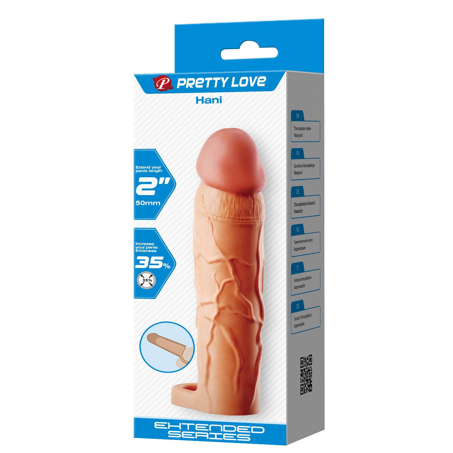 PRETTY LOVE HANI penis extension sleeve with testicles strap - image 7