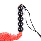 Red silicone flogger with 5 beads handle 36 cm - image 3