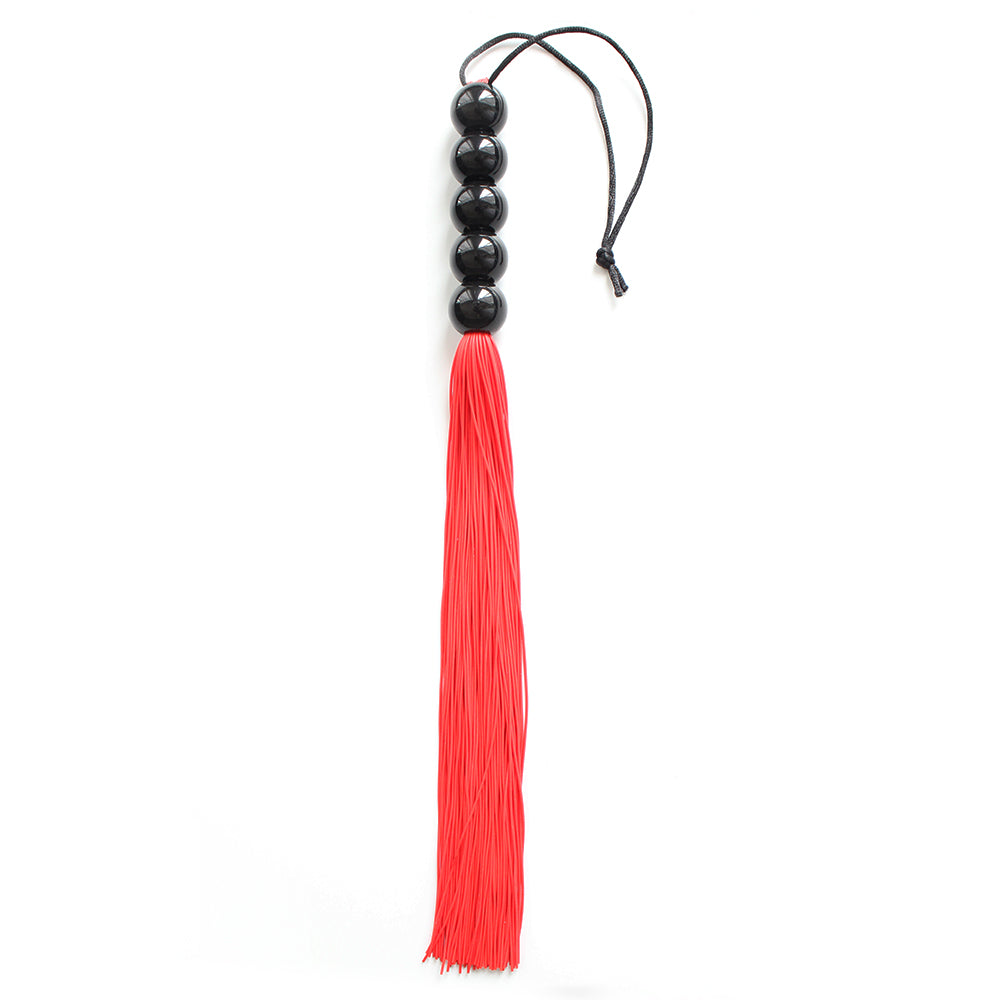 Red silicone flogger with 5 beads handle 36 cm Κύρια εικόνα προϊόντος