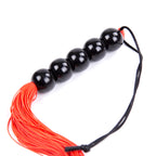 Red silicone flogger with 5 beads handle 36 cm - image 2