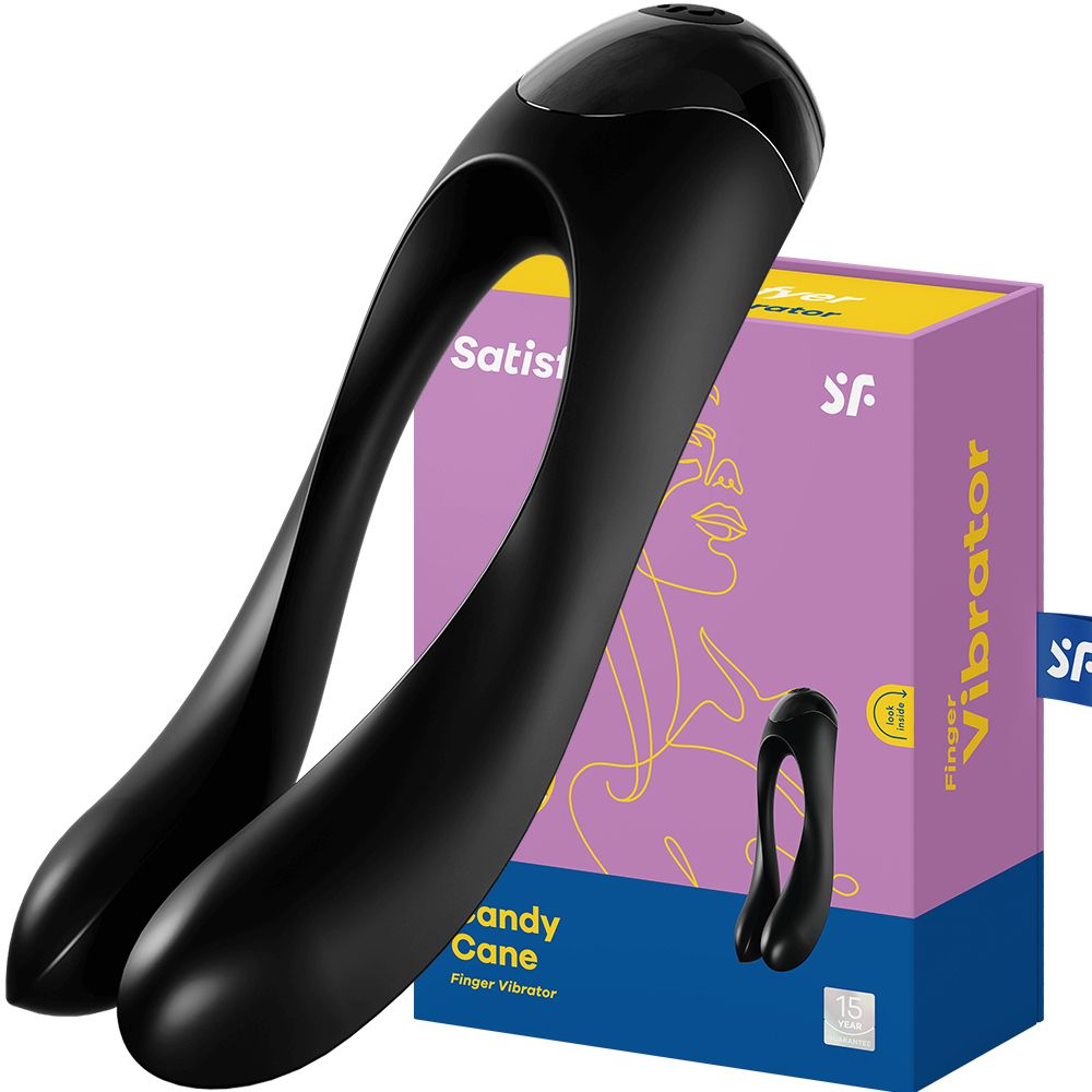 Satisfyer Candy Cane Finger Vibrator Black Κύρια εικόνα προϊόντος